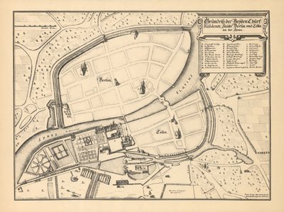 Map of Berlin and Coelln, 1652 by Johann Gregor Memhardt